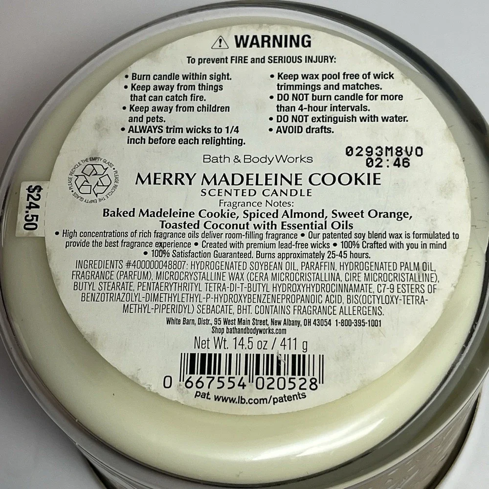 Bath & Body Works MERRY MADELEINE COOKIE Large 3 Wick Christmas Candle NEW